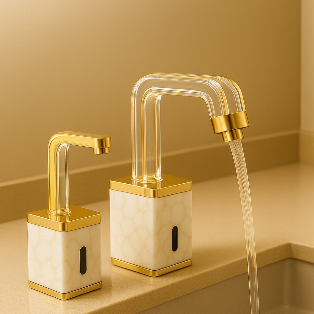 Fontana AquaLogic Arctic White touchless flush valve with circular control